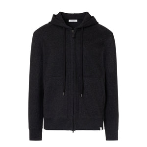 Felpa con Cappuccio Zip in Jersey Antracite Paolo Pecora