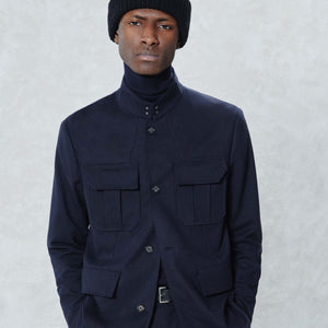 Giacca Sahariana Blu Navy Paolo Pecora