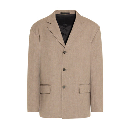 Blazer in Tecno Lana Marrone Chiaro Melange Giacca Tessuto Paolo Pecora
