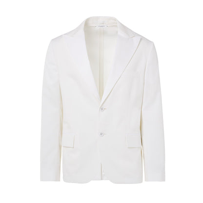 Blazer Monopetto in Gabardina Smerigliata Gesso Giacca Tessuto Paolo Pecora