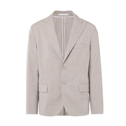 Blazer Monopetto in Tela Stretch Beige Melange Giacca Tessuto Paolo Pecora