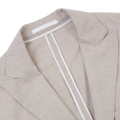 Blazer Monopetto in Tela Stretch Beige Melange Giacca Tessuto Paolo Pecora