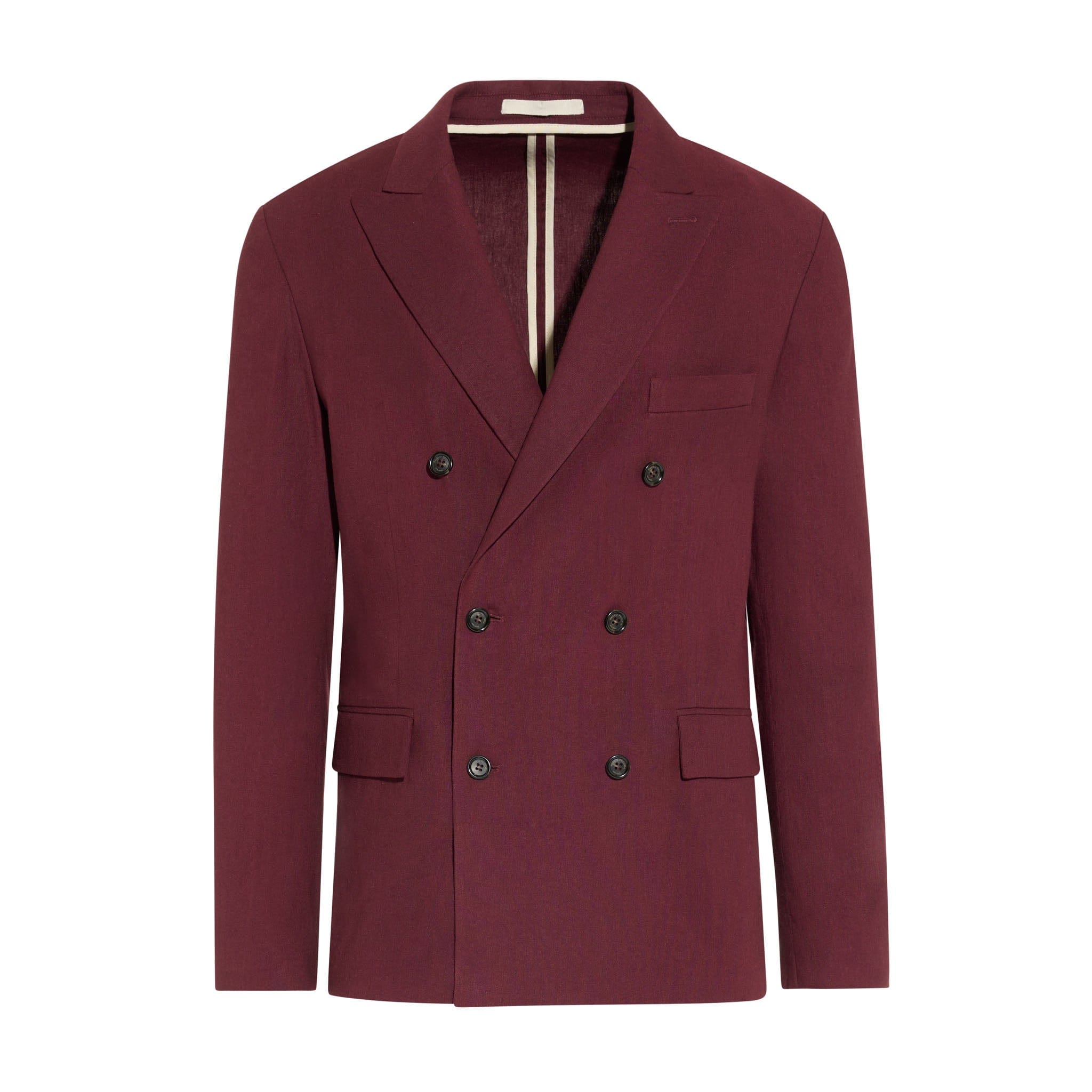 Giacca Doppiopetto in Cotone e Lino Mattone Scuro Giacca Tessuto Paolo Pecora