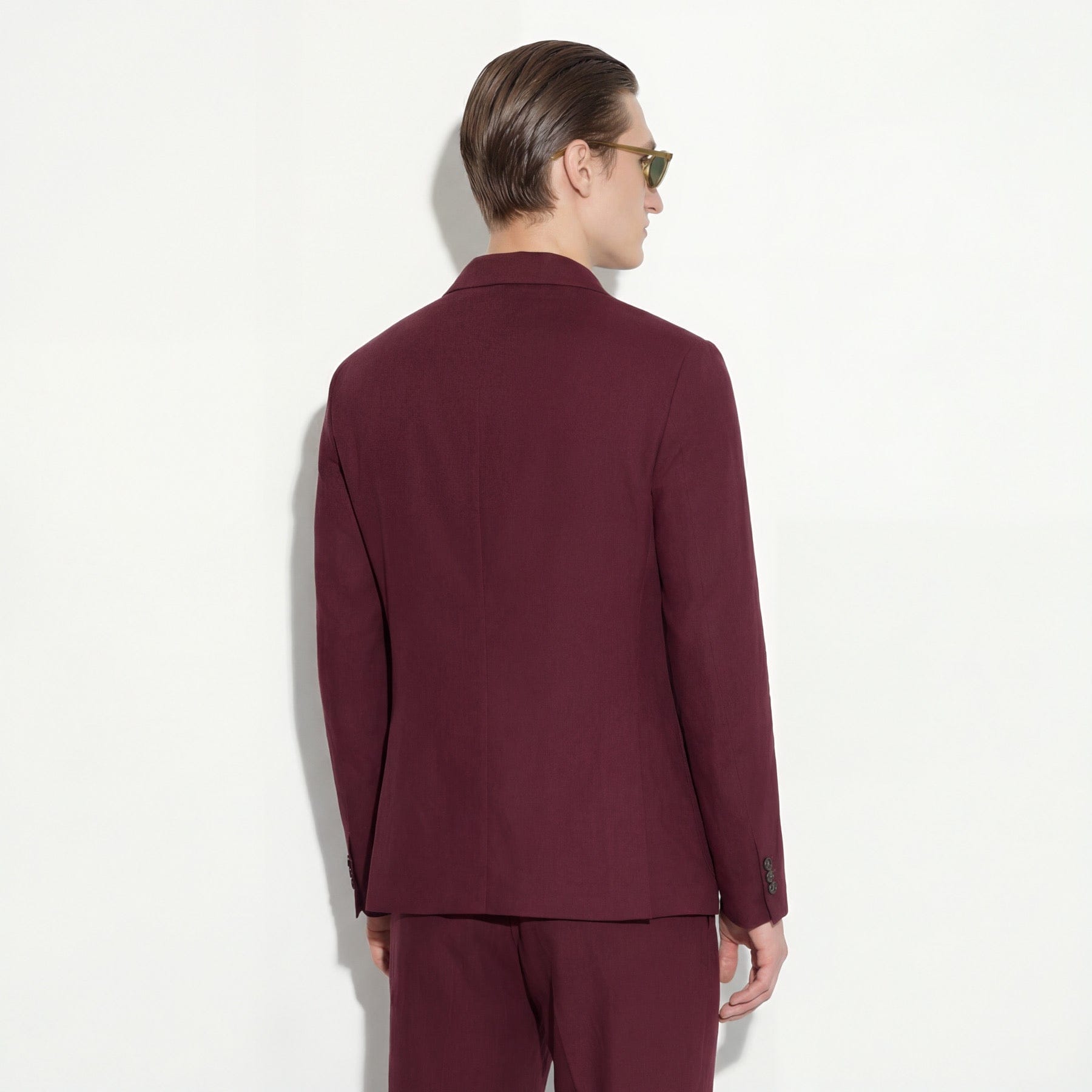 Giacca Doppiopetto in Lino Stretch Mattone Scuro Giacca Tessuto Paolo Pecora