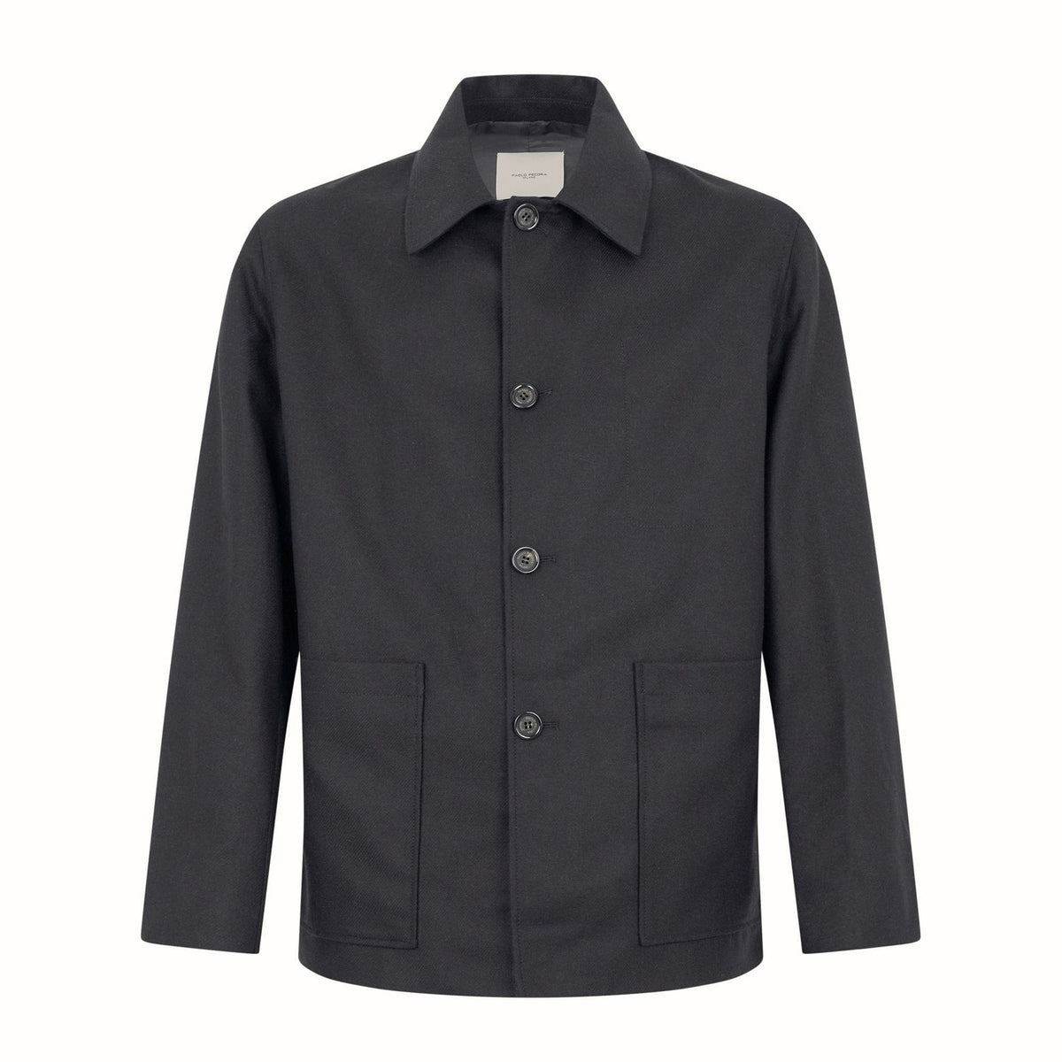 Giacca Loose Fit in Flanella di Lana e Cashmere Antracite Giacca Tessuto Paolo Pecora