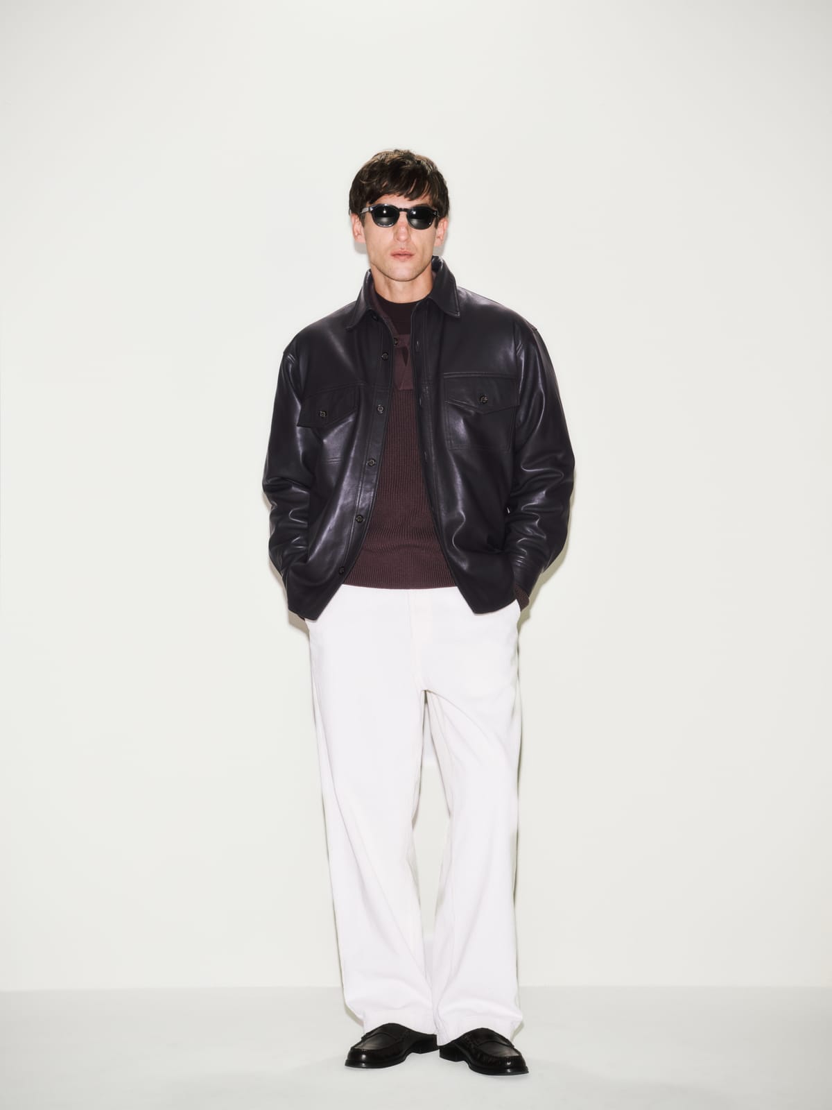 Giaccone Loose Fit in Pelle Nappa Opaca Ebano Giaccone Pelle Paolo Pecora