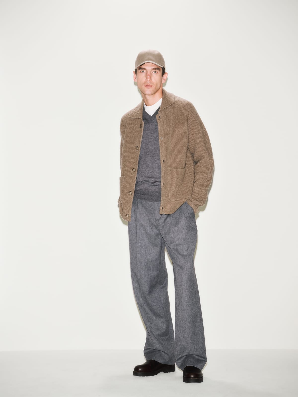 Gilet Over Fit in Lana Merino a Costa Inglese Grigio Melange Gilet Maglia Paolo Pecora