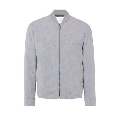 Giacca a Bomber Elegante  in Tela di Cotone Grigio Melange Giubbotto Jersey Paolo Pecora