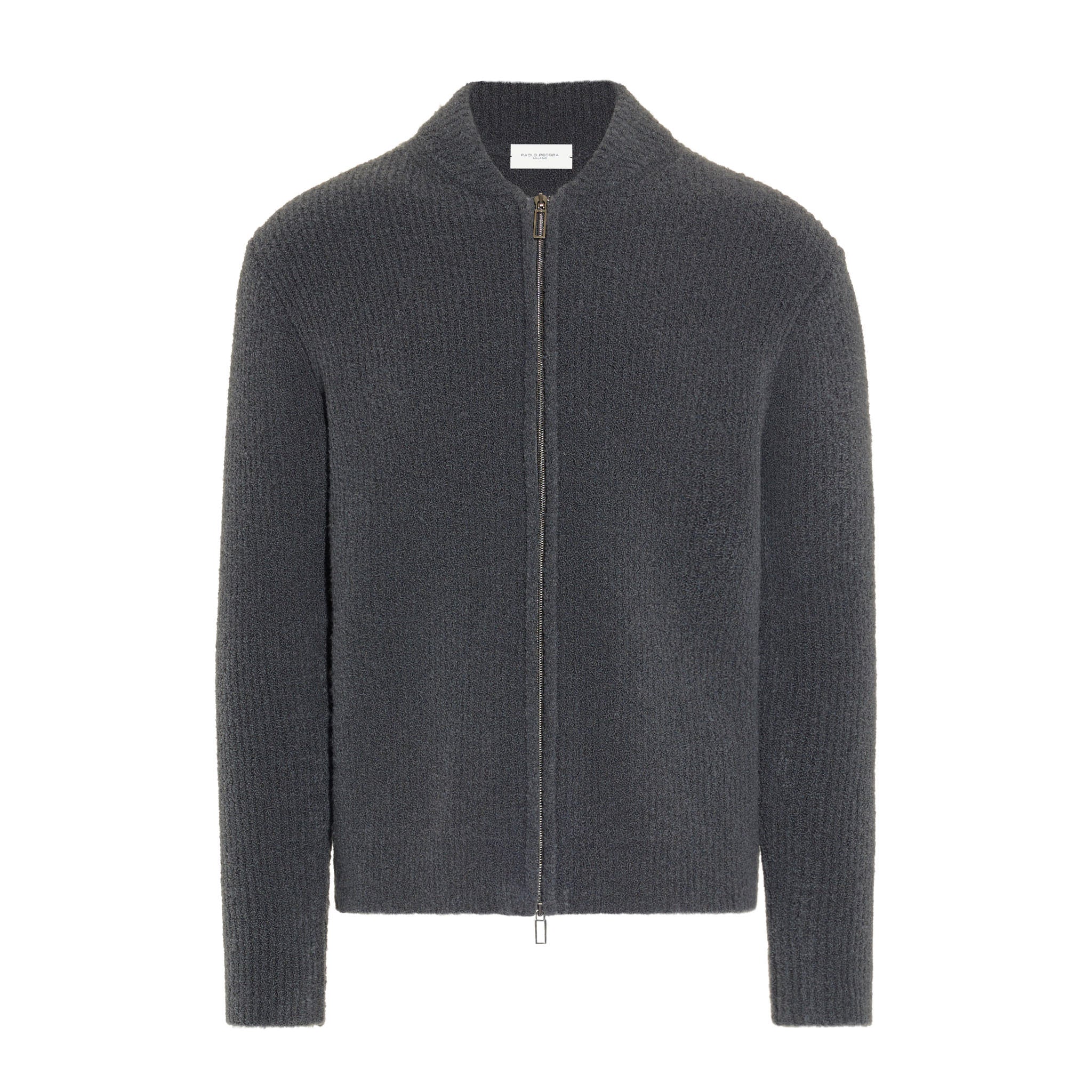Cardigan con Zip Grigio Giubbotto Maglia Paolo Pecora