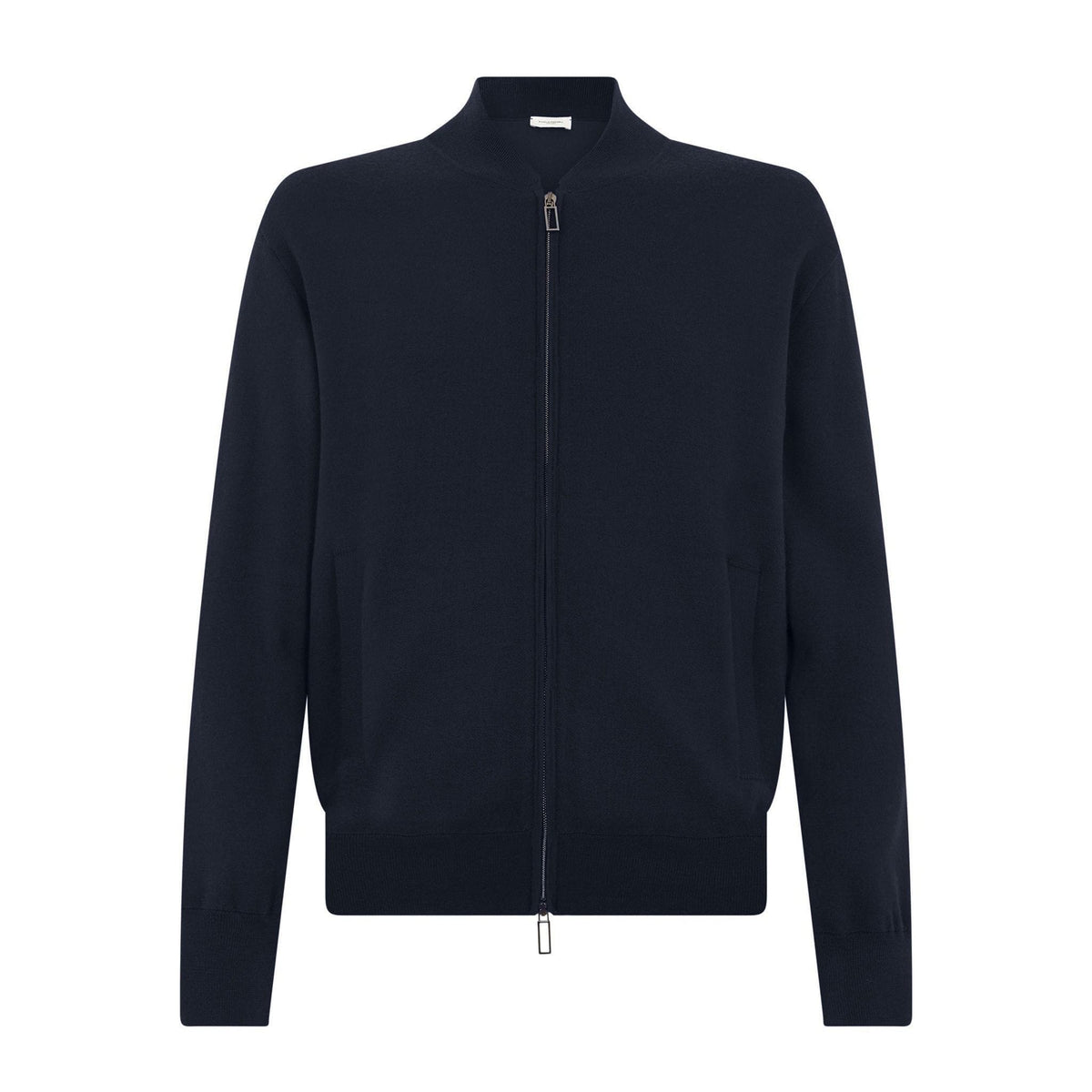 Giubbotto Maglia Loose Fit Double in Lana e Cotone Blu Giubbotto Maglia Paolo Pecora