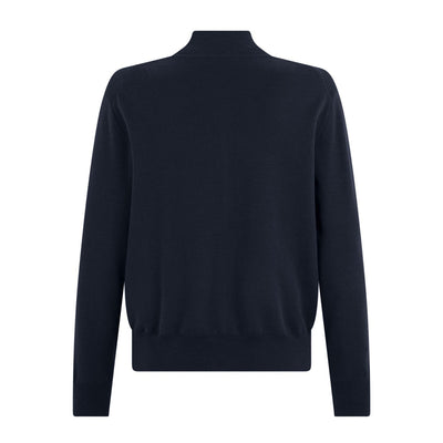 Giubbotto Maglia Loose Fit Double in Lana e Cotone Blu Giubbotto Maglia Paolo Pecora