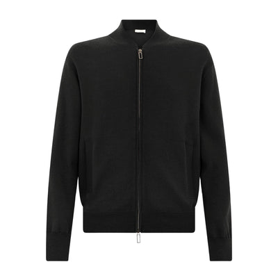 Giubbotto Maglia Loose Fit Double in Lana e Cotone Nero Giubbotto Maglia Paolo Pecora