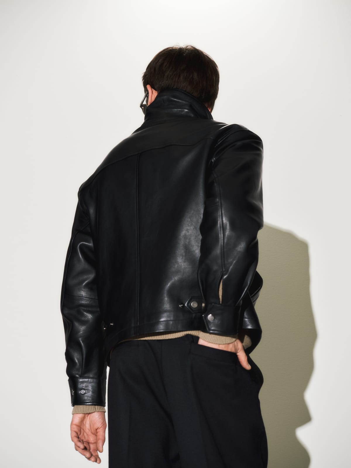 Giubbotto Loose Fit in Pelle Nappa Nero Giubbotto Pelle Paolo Pecora