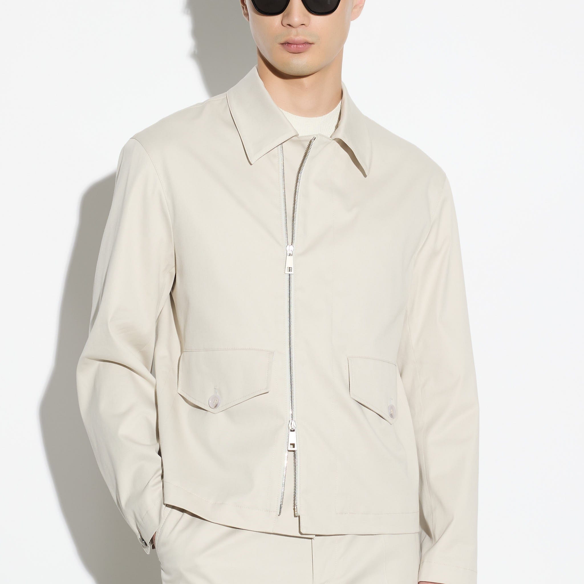 Giubbotto con Zip in Tessuto Beige Giubbotto Tessuto Paolo Pecora