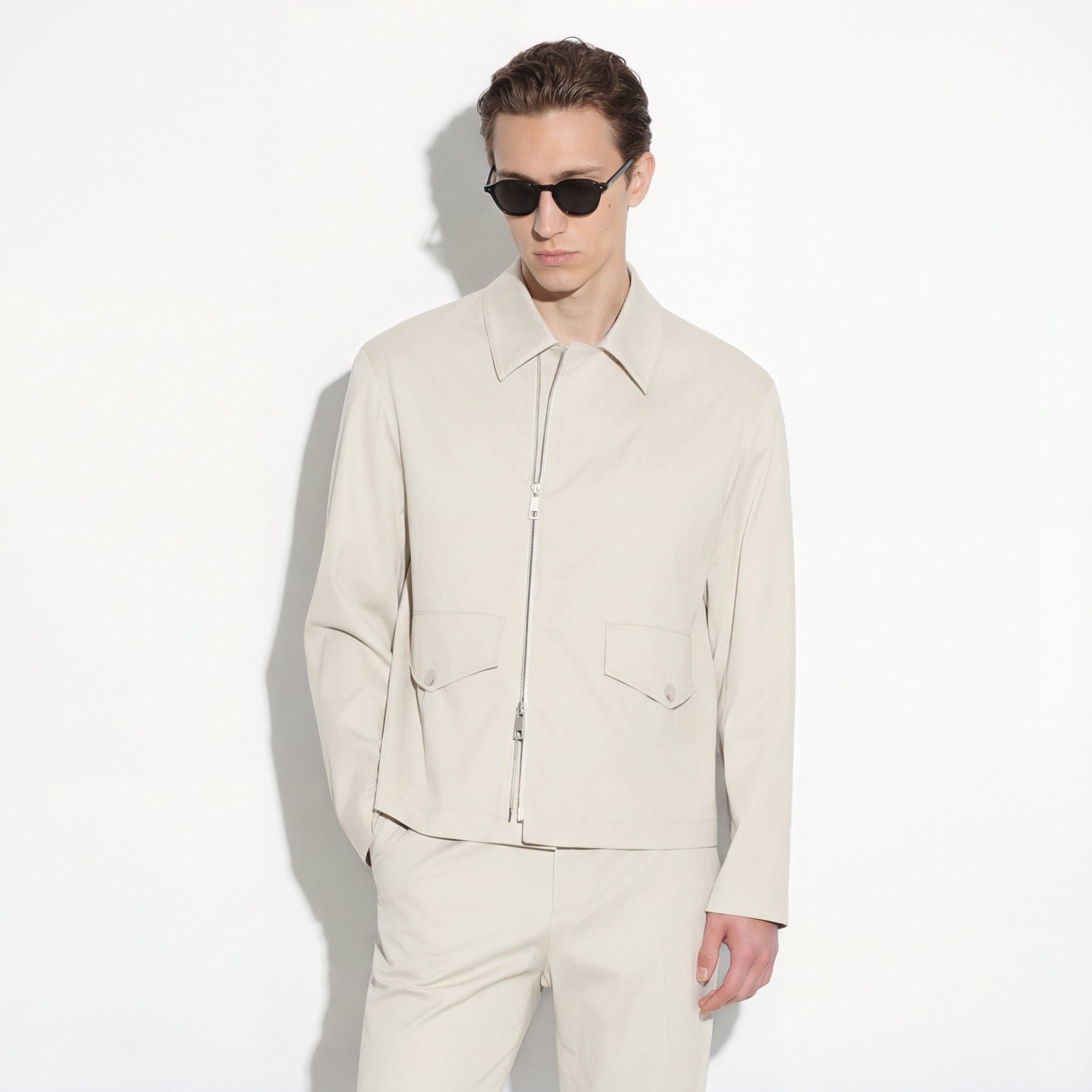 Giubbotto con Zip in Tessuto Beige Giubbotto Tessuto Paolo Pecora