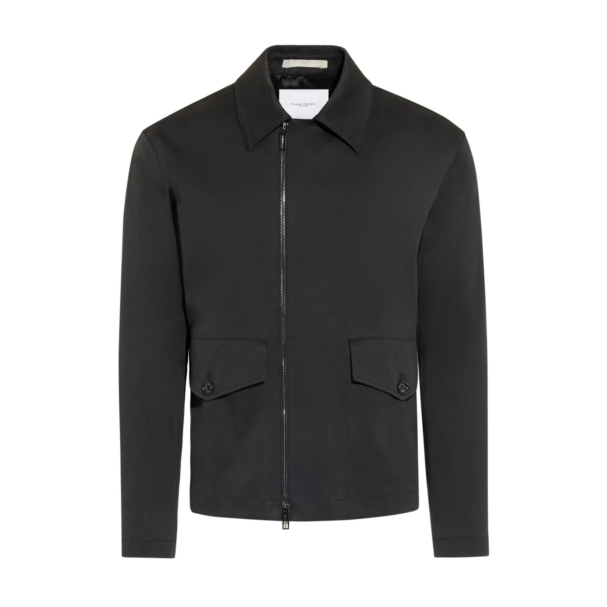 Giubbotto con Zip in Tessuto Nero Giubbotto Tessuto Paolo Pecora