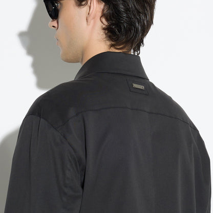 Giubbotto con Zip in Tessuto Nero Giubbotto Tessuto Paolo Pecora