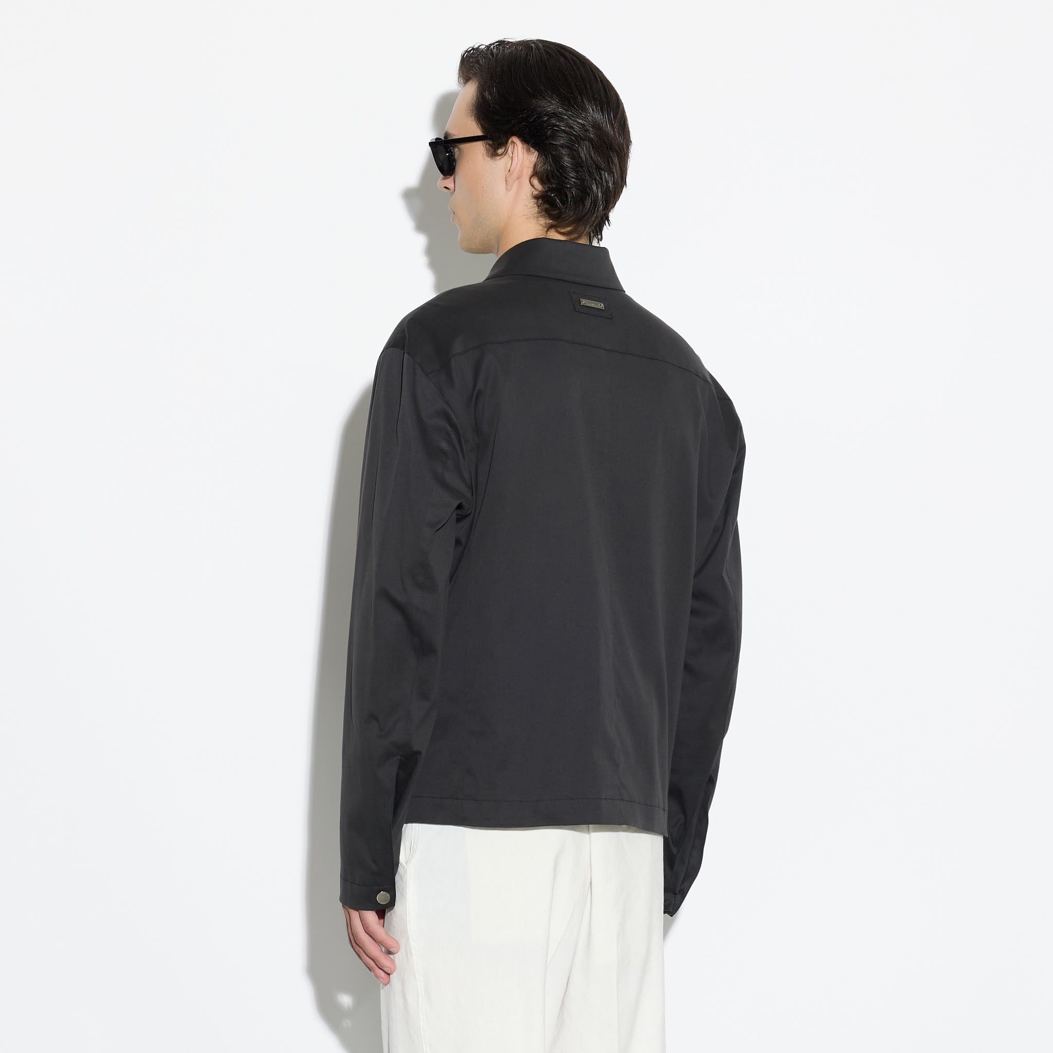 Giubbotto con Zip in Tessuto Nero Giubbotto Tessuto Paolo Pecora