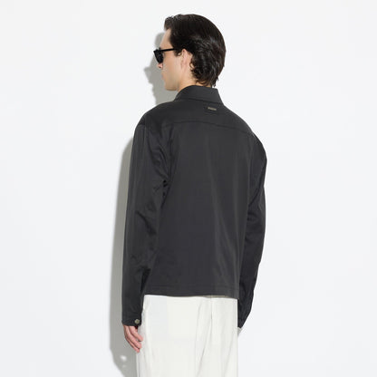 Giubbotto con Zip in Tessuto Nero Giubbotto Tessuto Paolo Pecora