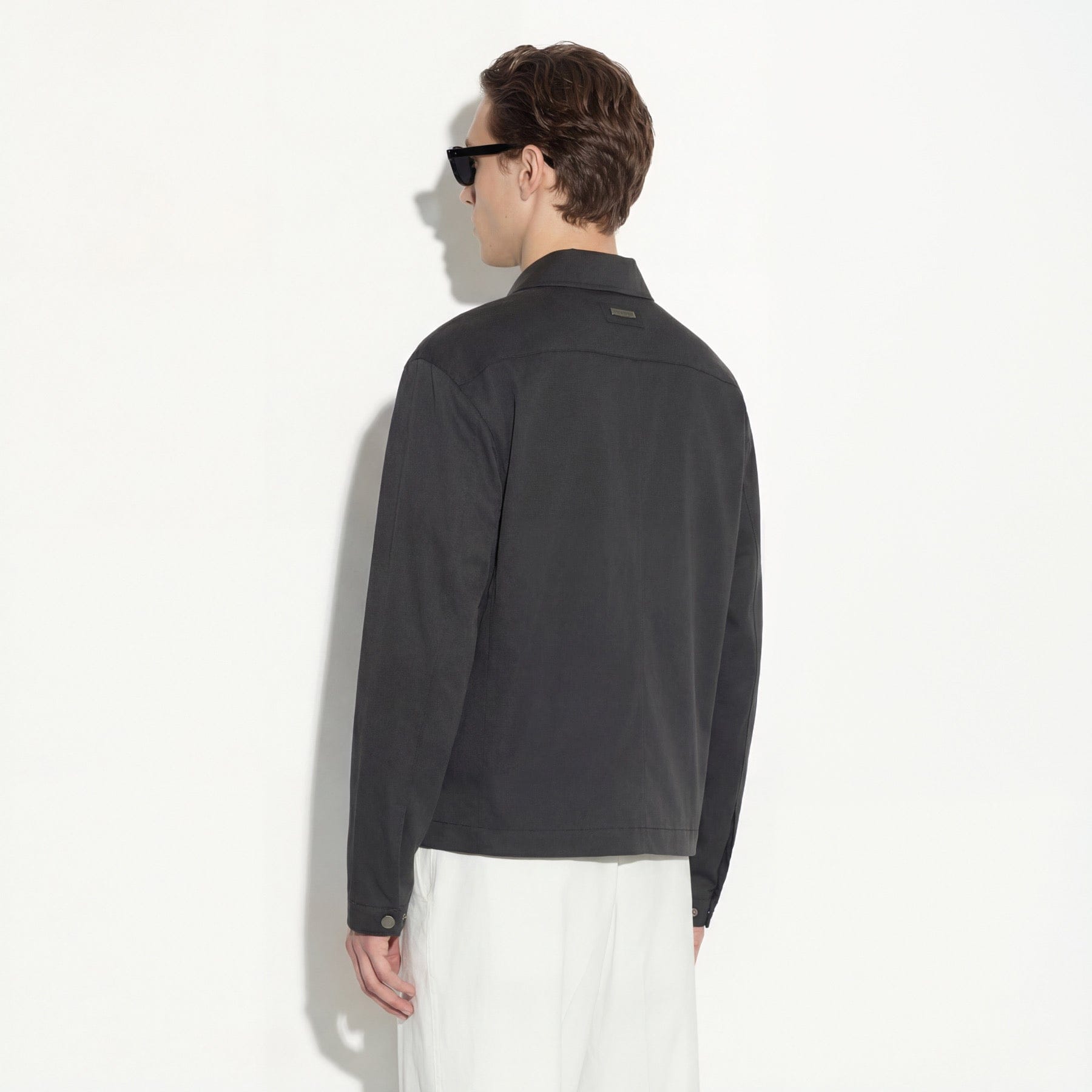 Giubbotto con Zip in Tessuto Nero Giubbotto Tessuto Paolo Pecora