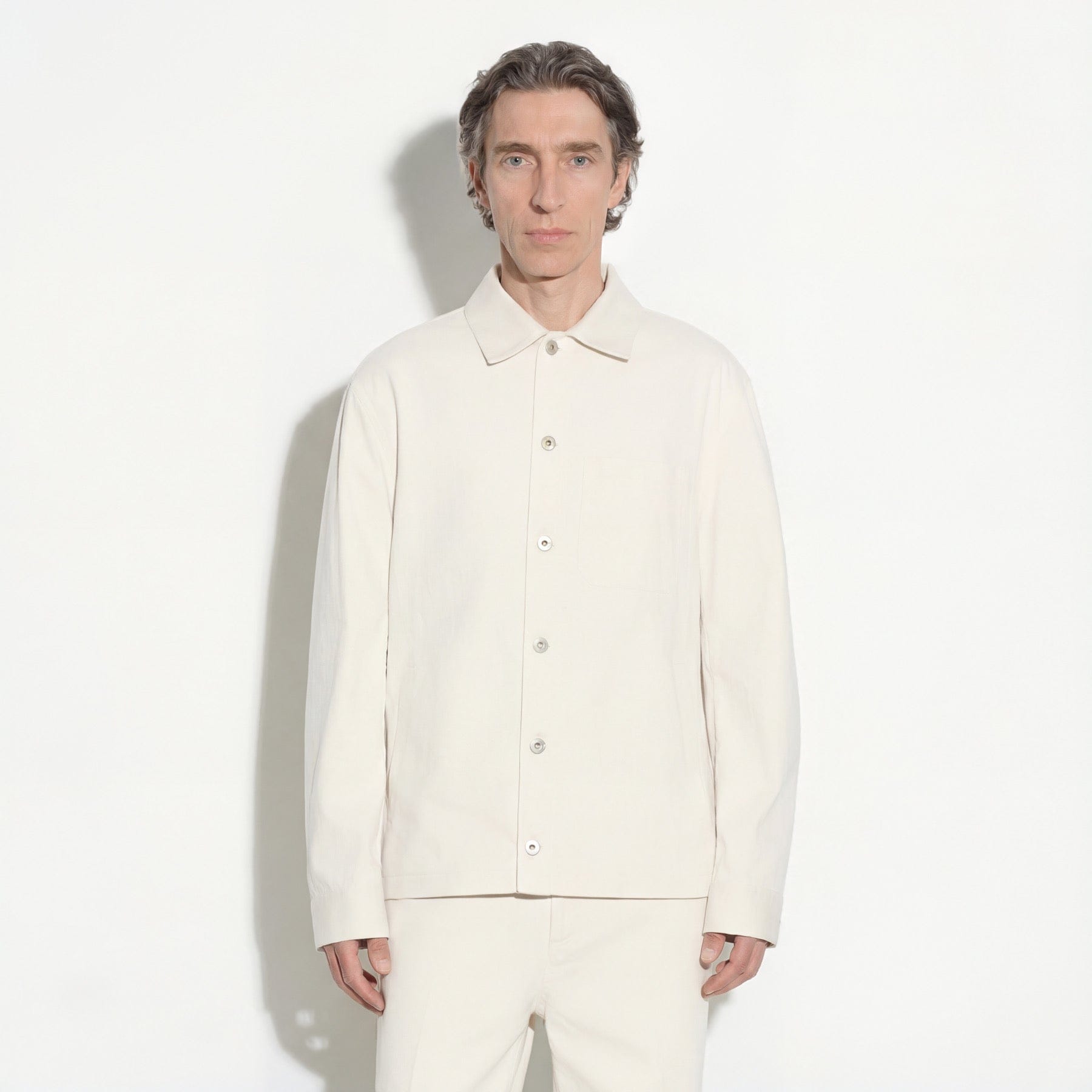 Giubbotto in Cotone e Lino Ghiaccio Giubbotto Tessuto Paolo Pecora