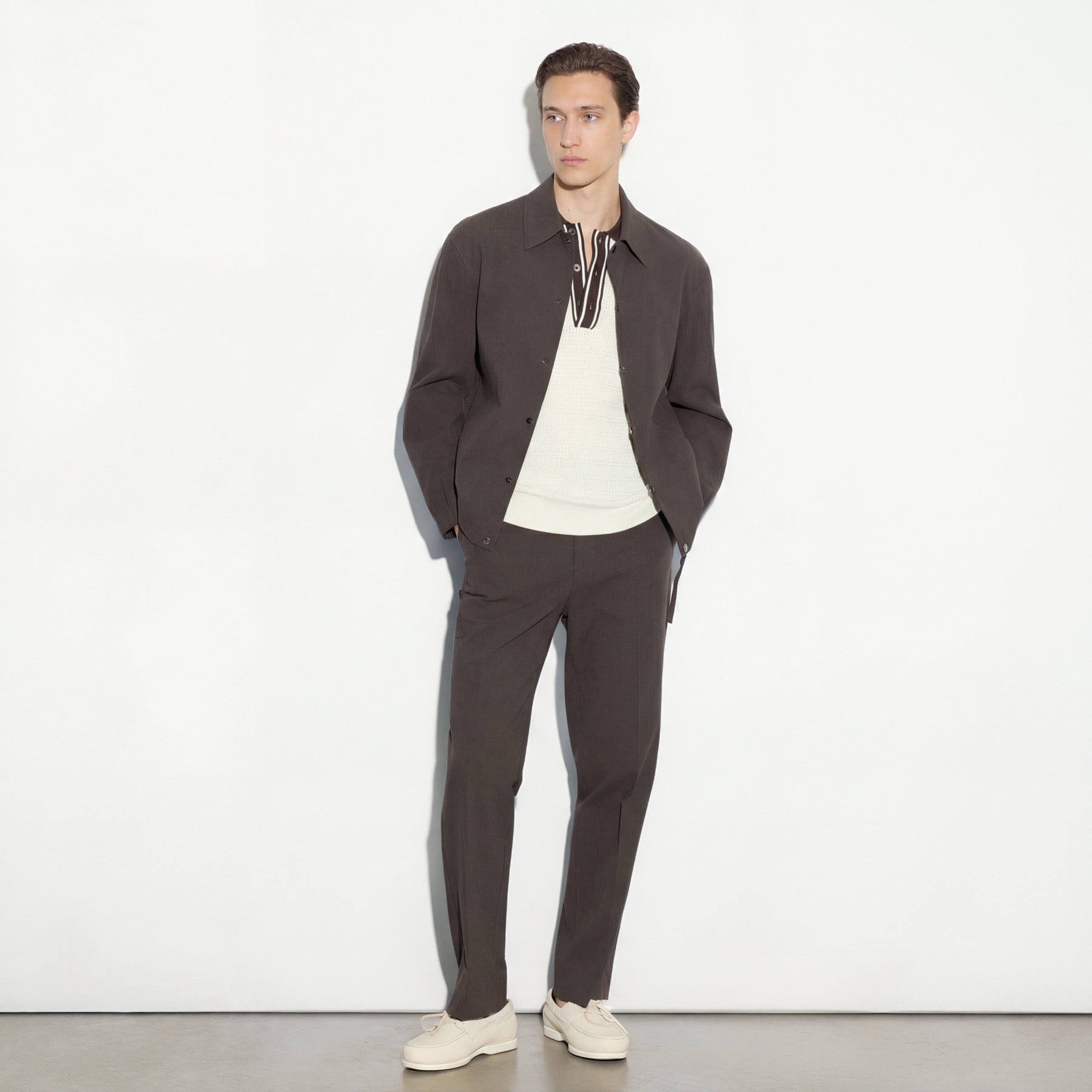 Giubbotto in Cotone Marrone Scuro Giubbotto Tessuto Paolo Pecora