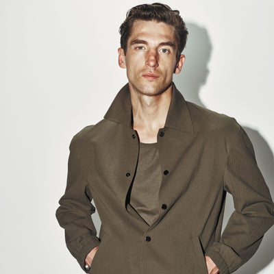 Giubbotto in Cotone Verde Scuro Giubbotto Tessuto Paolo Pecora