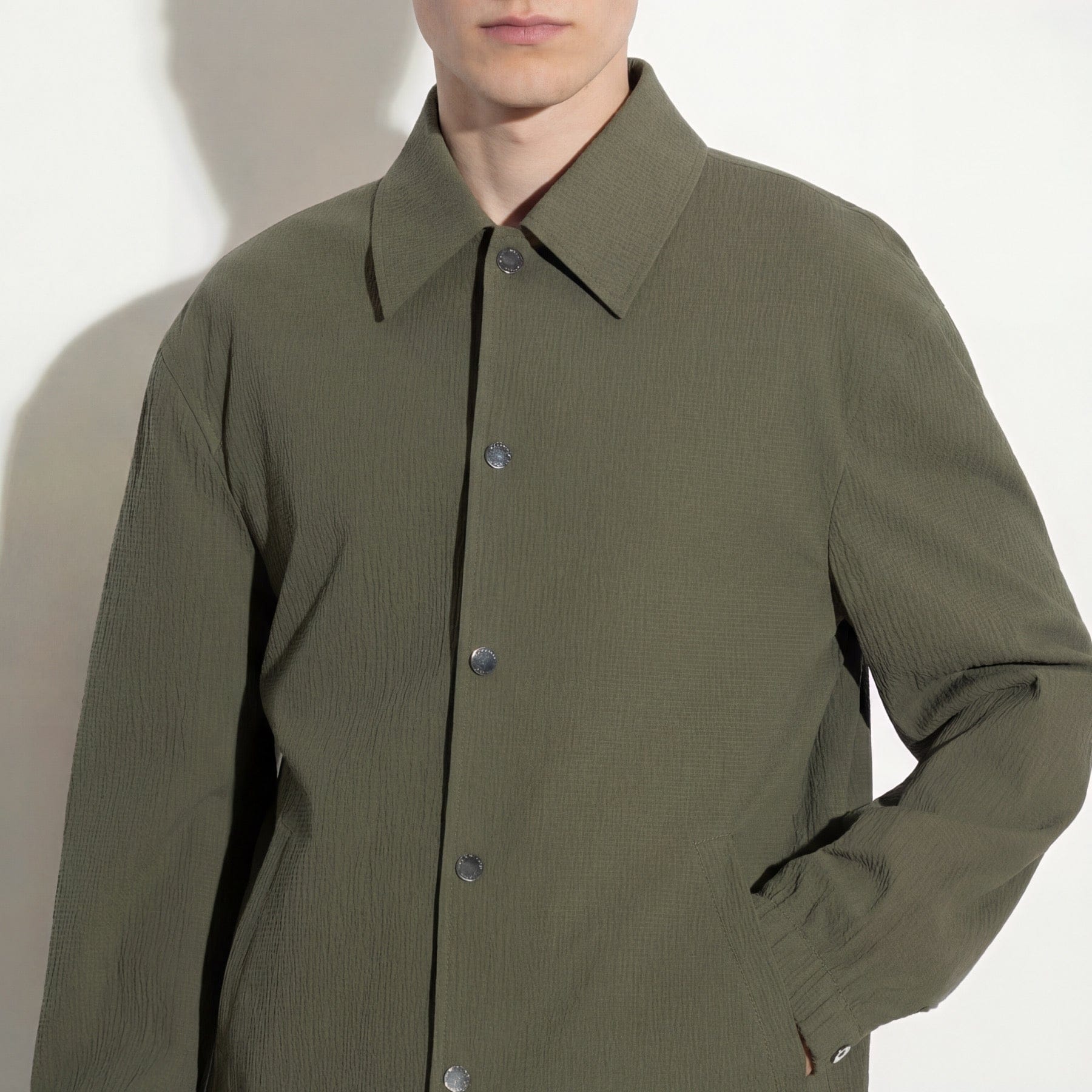 Giubbotto in Cotone Verde Scuro Giubbotto Tessuto Paolo Pecora