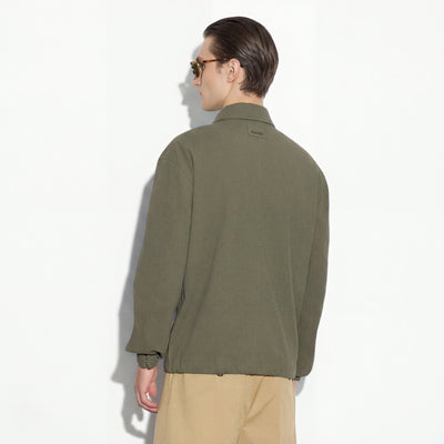 Giubbotto in Cotone Verde Scuro Giubbotto Tessuto Paolo Pecora