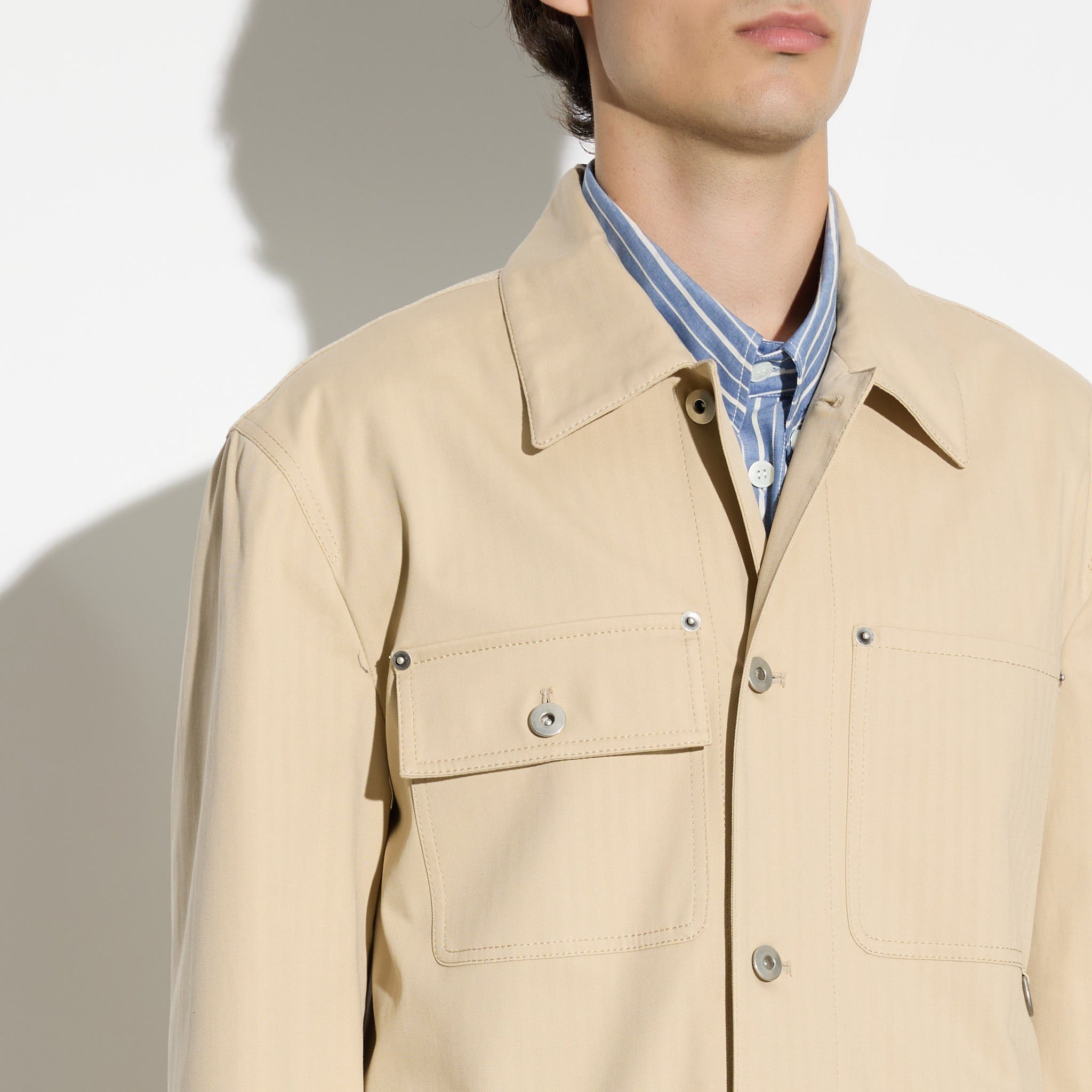 Giubbotto Utility in Cotone Beige Giubbotto Tessuto Paolo Pecora