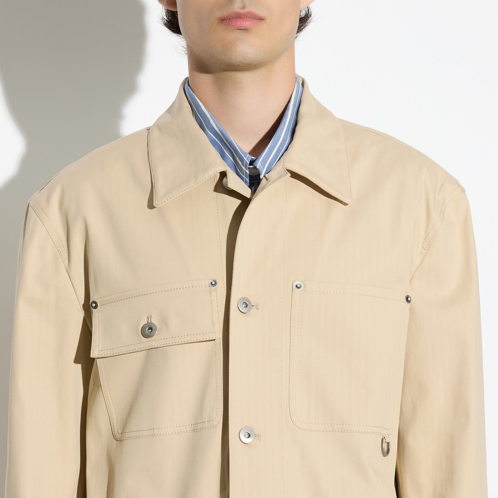 Giubbotto Utility in Cotone Beige Giubbotto Tessuto Paolo Pecora