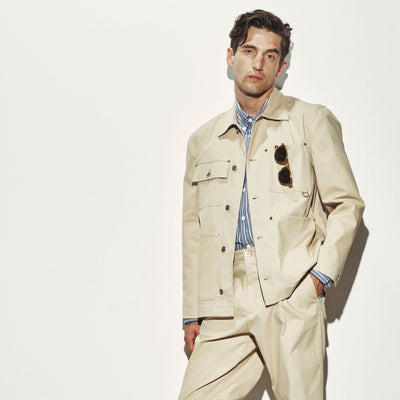 Giubbotto Utility in Cotone Beige Giubbotto Tessuto Paolo Pecora