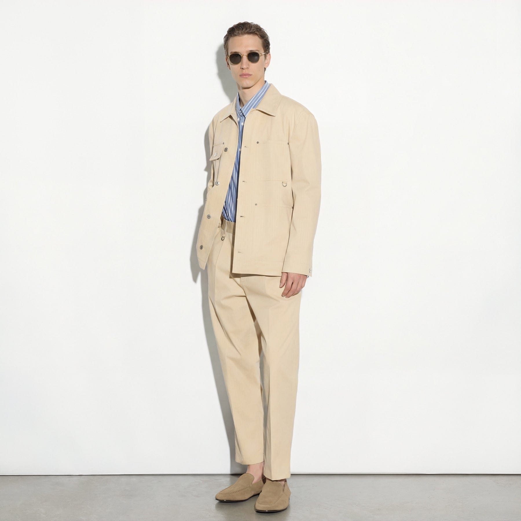 Giubbotto Utility in Cotone Beige Giubbotto Tessuto Paolo Pecora