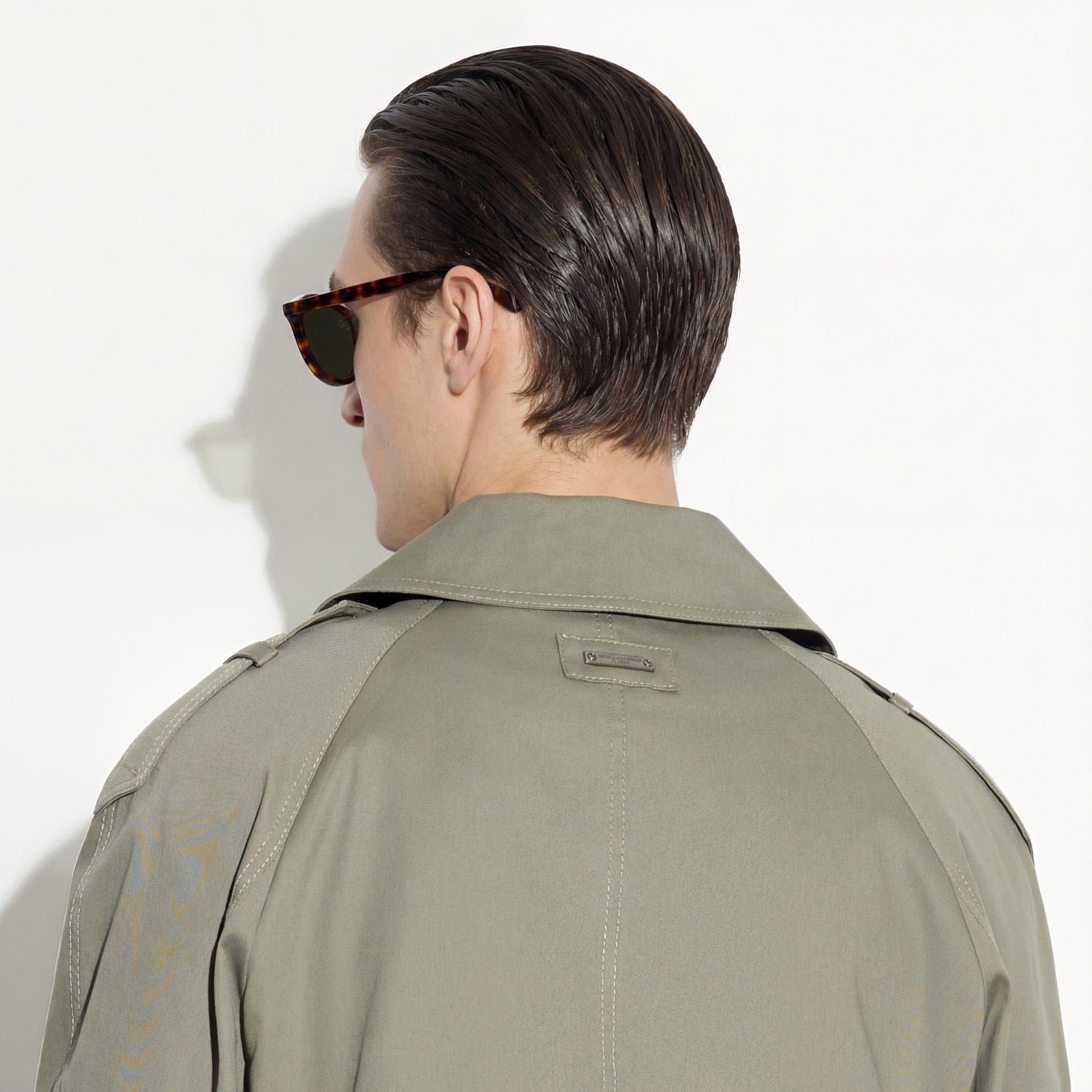 Trench Doppiopetto in Cotone con Cintura Kaki Giubbotto Tessuto L / Kaki Paolo Pecora