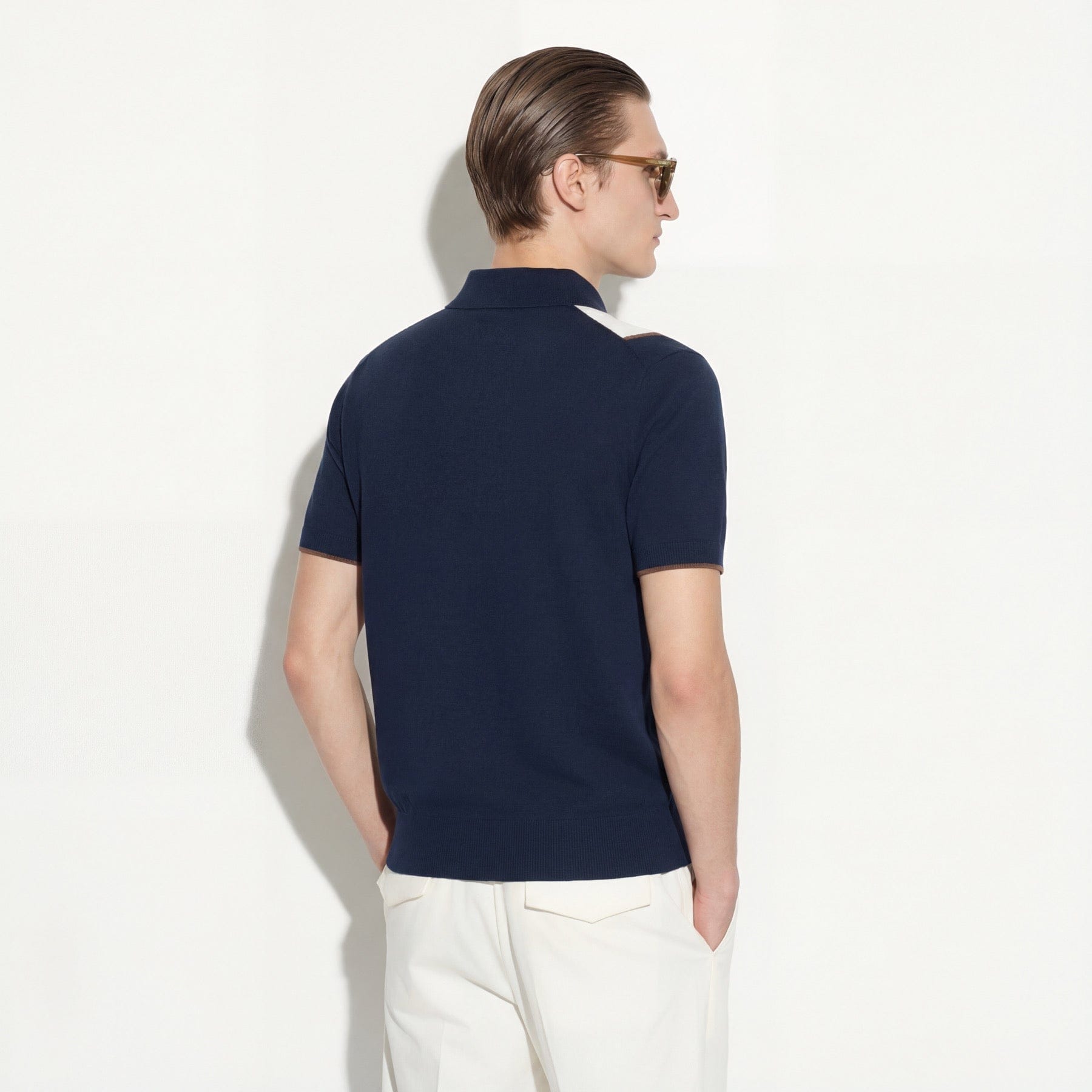 Maglia a Polo in Cotone con Motivo Argyle Blu Maglia A Polo Paolo Pecora