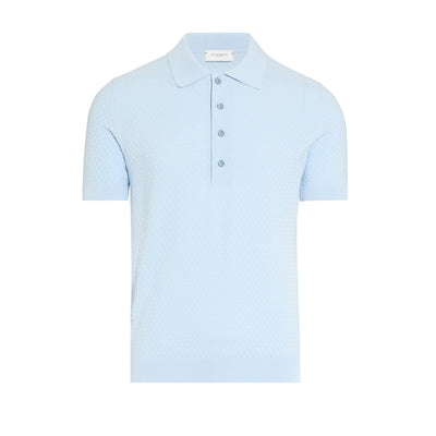 Maglia a Polo in Cotone Lavorato Azzurro Maglia A Polo Paolo Pecora