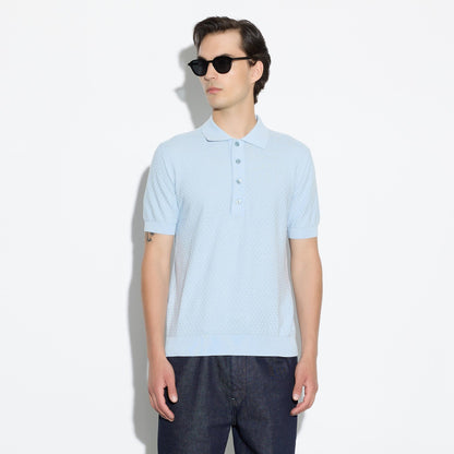 Maglia a Polo in Cotone Lavorato Azzurro Maglia A Polo Paolo Pecora