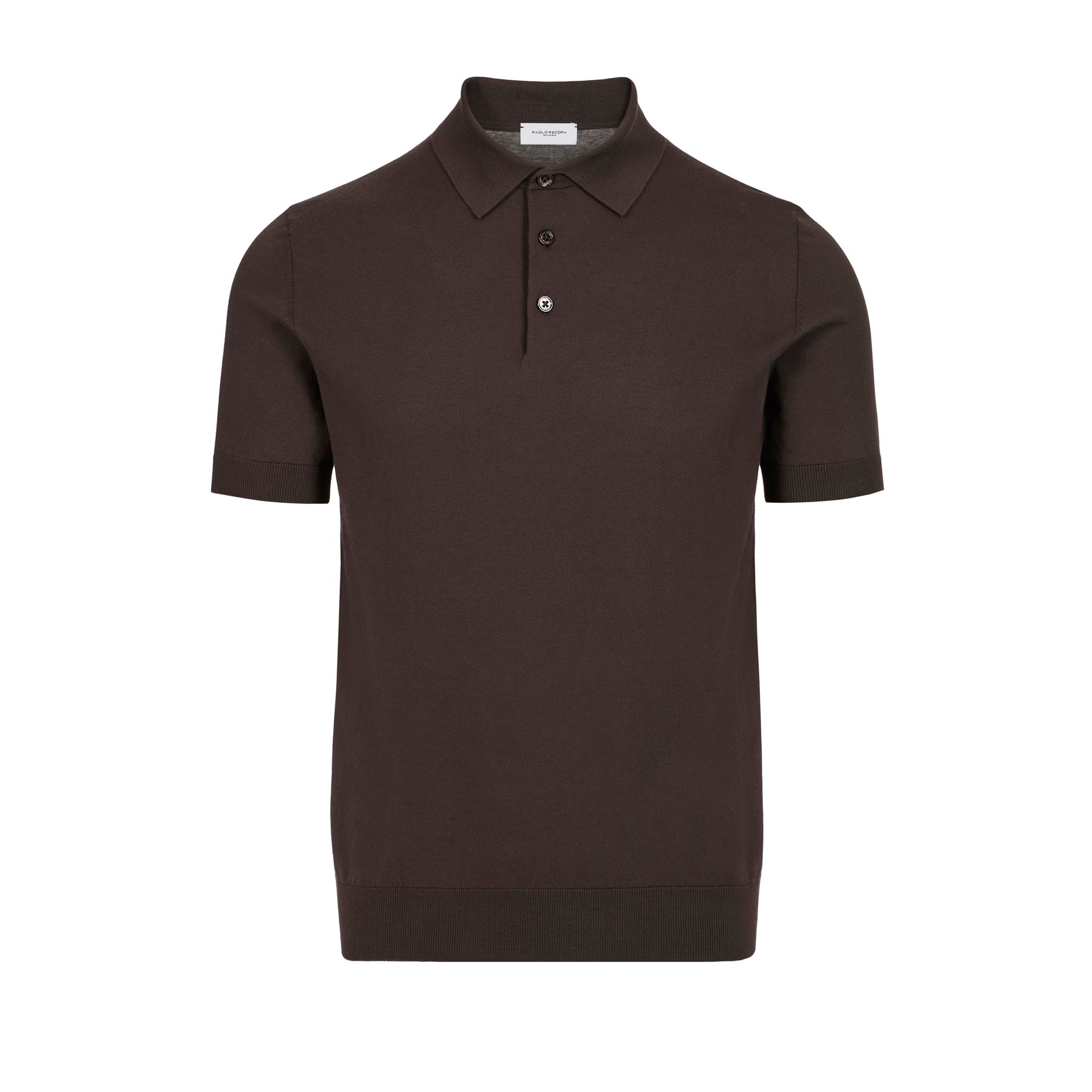 Maglia a Polo in Cotone Marrone Scuro Maglia A Polo Paolo Pecora