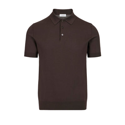 Maglia a Polo in Cotone Marrone Scuro Maglia A Polo Paolo Pecora