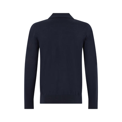 Maglia a Polo in Lana Merino Extrafine Blu Maglia A Polo Paolo Pecora