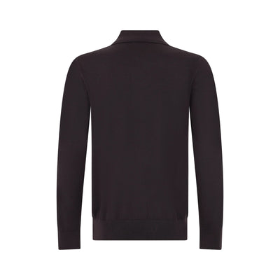 Maglia a Polo in Lana Merino Extrafine Ebano Maglia A Polo Paolo Pecora