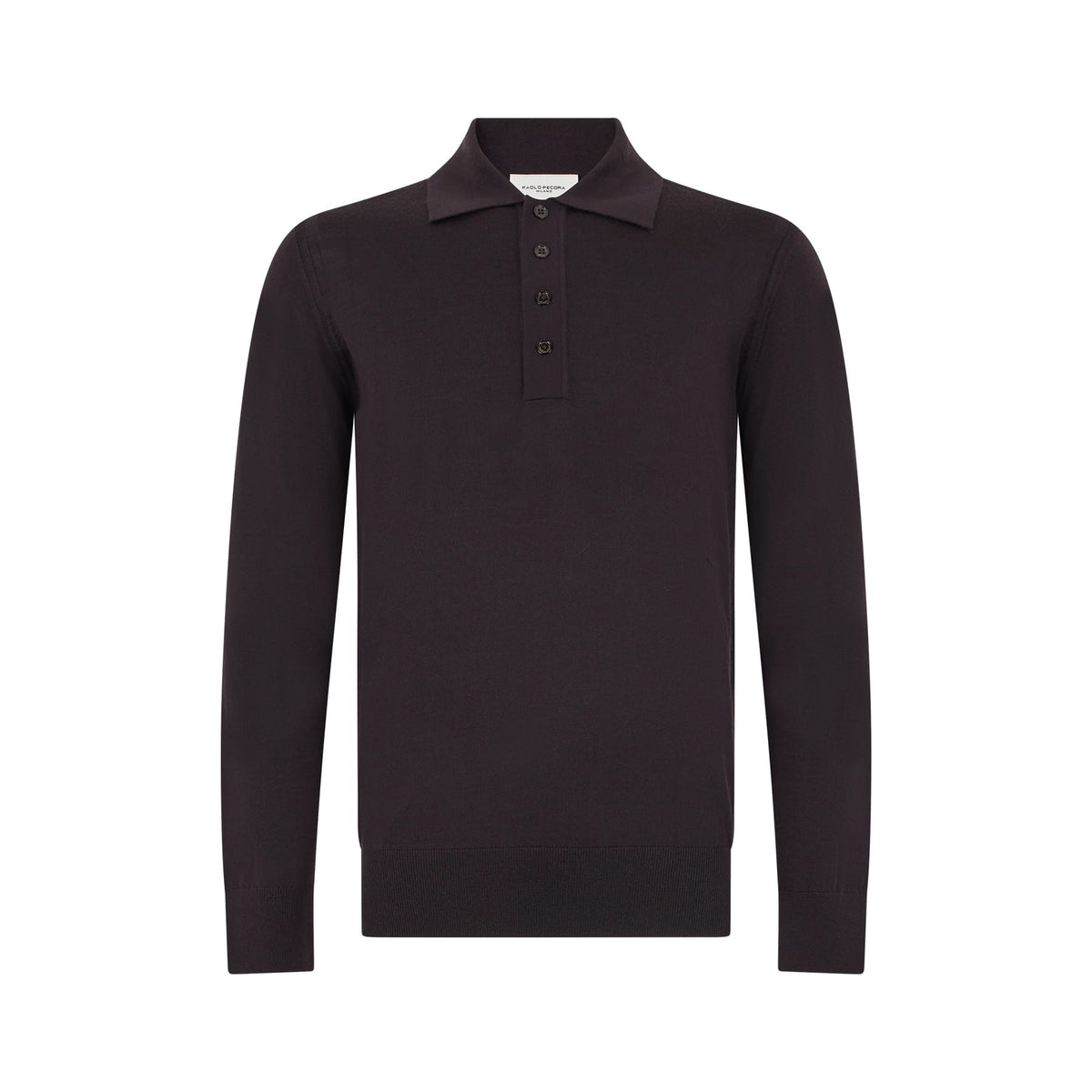 Maglia a Polo in Lana Merino Extrafine Ebano Maglia A Polo Paolo Pecora