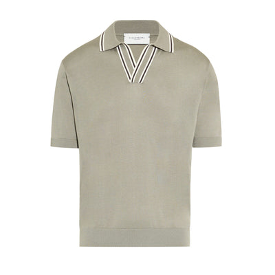 Maglia a Polo in Seta Cotone con Collo a Contrasto Militare Maglia A Polo Paolo Pecora