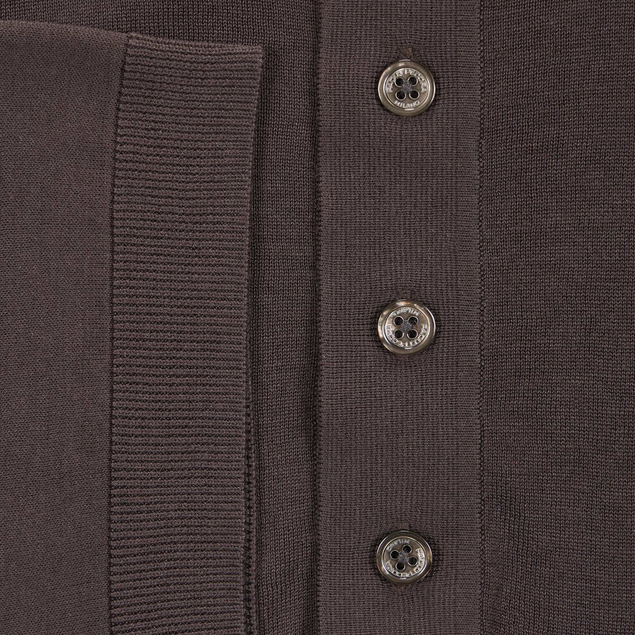 Maglia a Polo in Seta Cotone Marrone Scuro Maglia A Polo Paolo Pecora