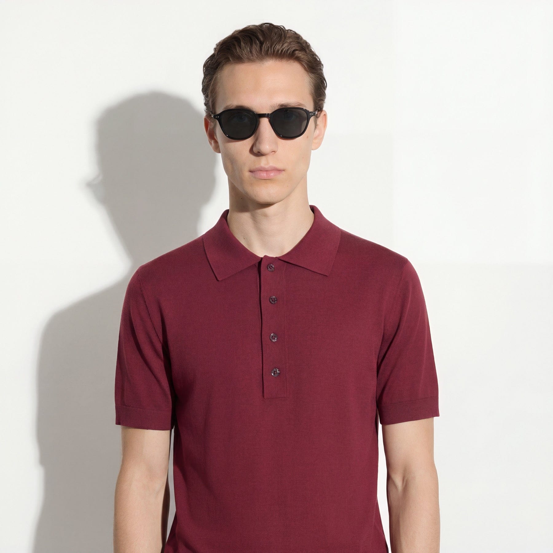 Maglia a Polo in Seta Cotone Mattone Scuro Maglia A Polo Paolo Pecora