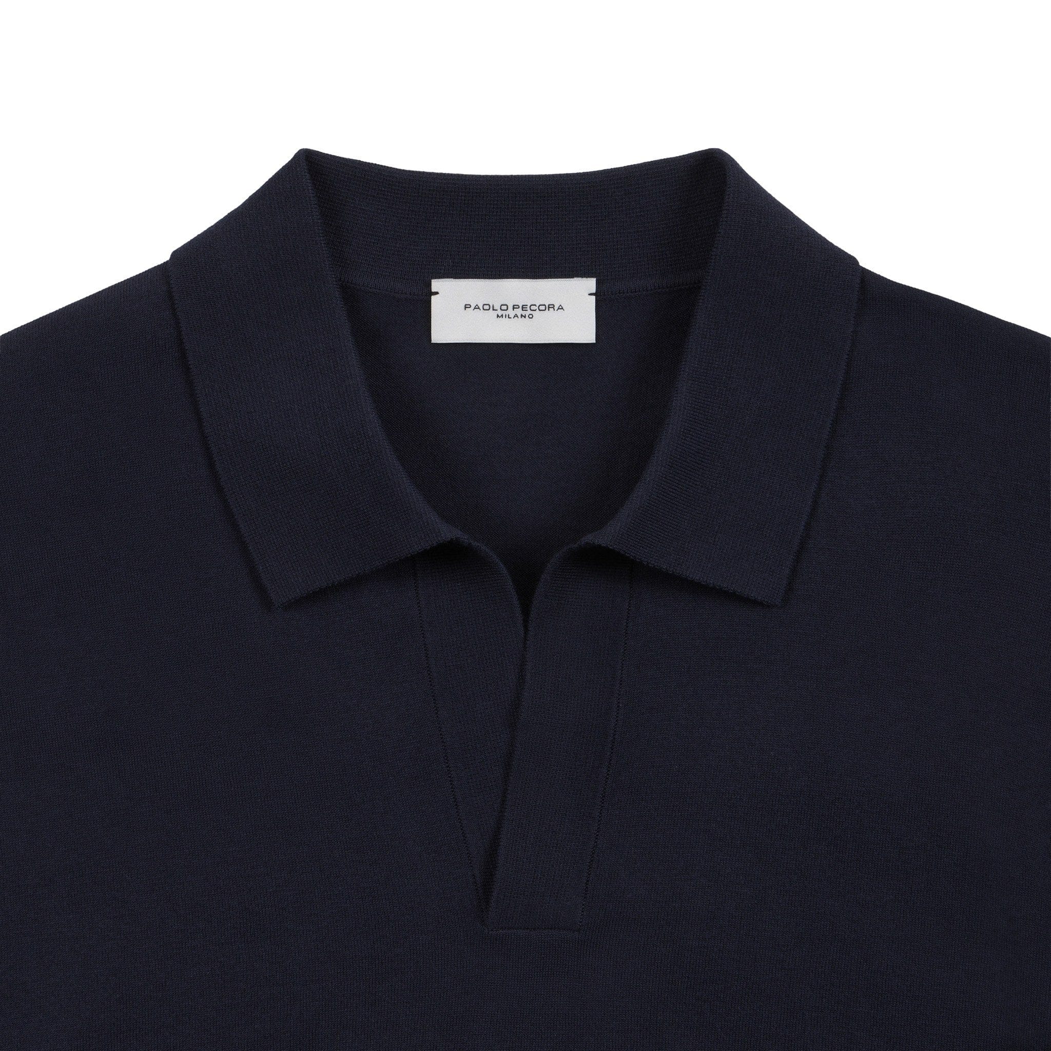 Maglia a Polo Loose Fit con Collo Aperto in Cotone Blu Maglia A Polo Paolo Pecora