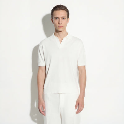 Maglia a Polo Loose Fit con Collo Aperto in Cotone Panna Maglia A Polo Paolo Pecora