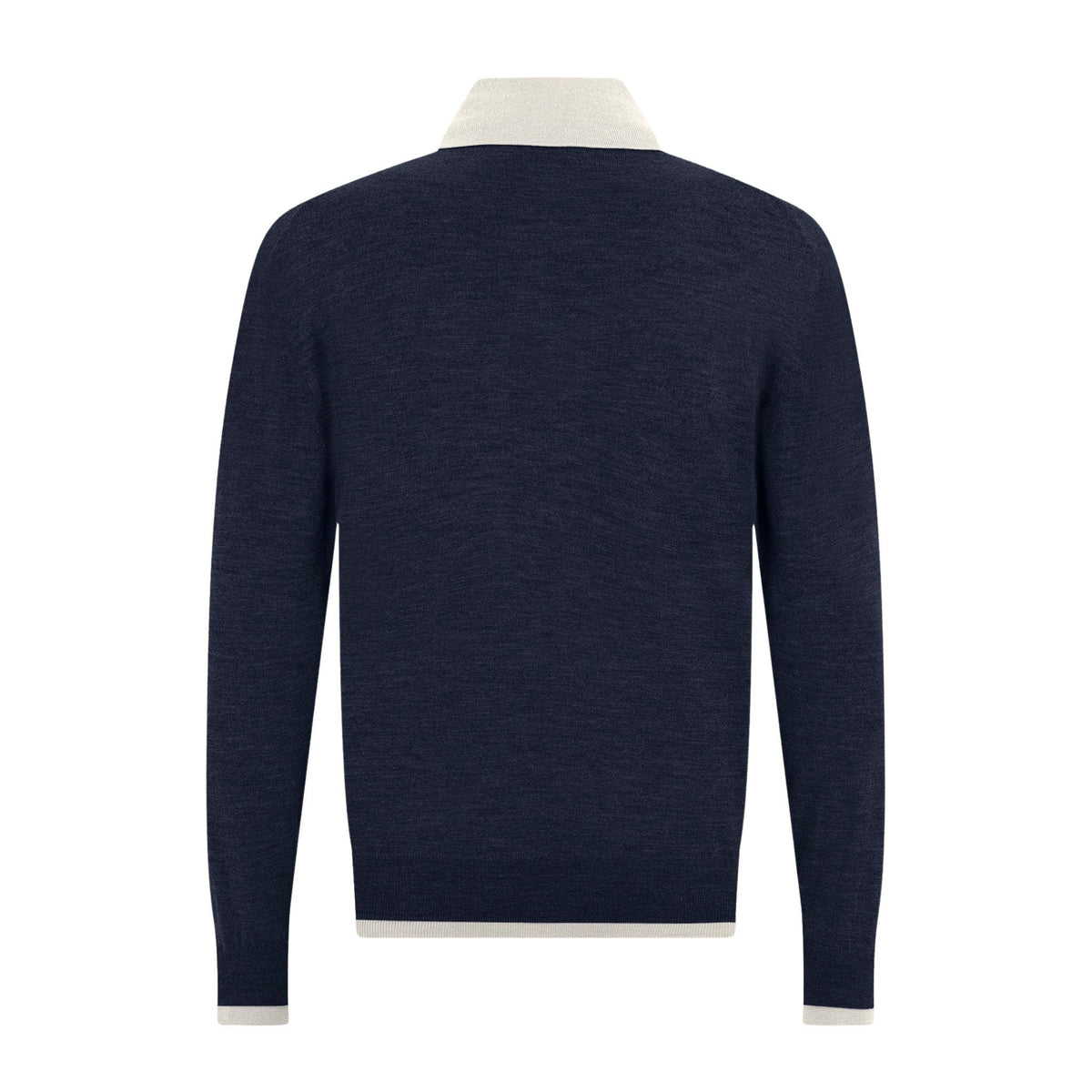Maglia a Polo Loose Fit in Lana Merino Extrafine Blu e Latte Maglia A Polo Paolo Pecora