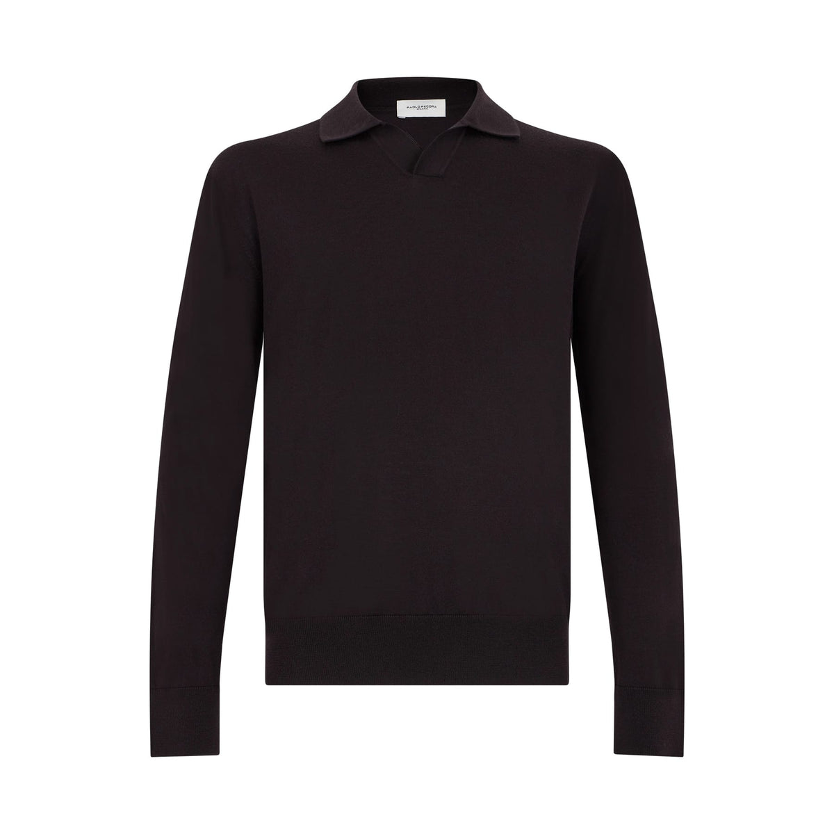 Maglia a Polo Loose Fit in Lana Merino Extrafine Ebano Maglia A Polo Paolo Pecora