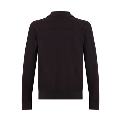 Maglia a Polo Loose Fit in Lana Merino Extrafine Ebano Maglia A Polo Paolo Pecora